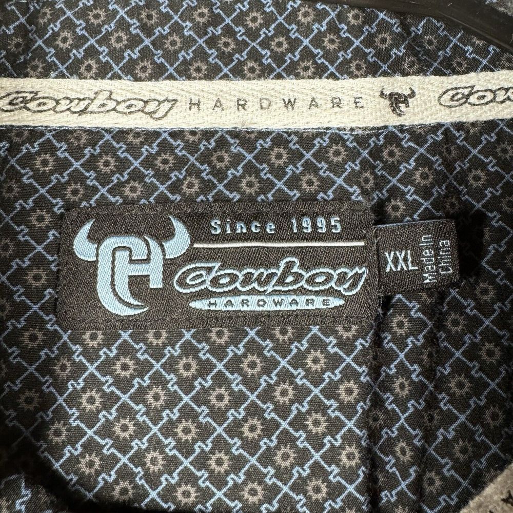 Cowboy Hardware Shirt Mens 2XL Graphic Blue Geometric Long‎ Sleeve Western - Picture 6 of 14